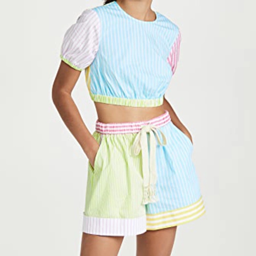 Staud Aft striped color block shorts, new with tags XS
